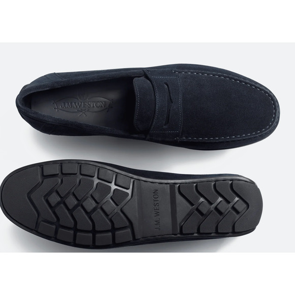 J.M. WESTON Ajaccio Suede Car Driving Shoe with Strap Leather 9 UK - Picture 2 of 4